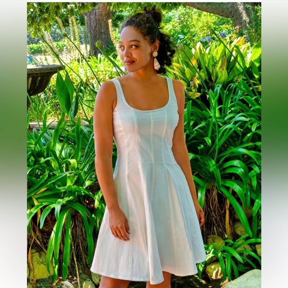 Zara girls white denim dress